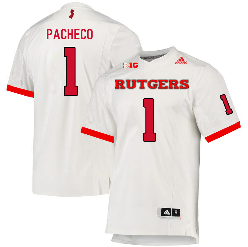 Men #1 Isaih Pacheco Rutgers Scarlet Knights College Football Jerseys Sale-White - Click Image to Close
